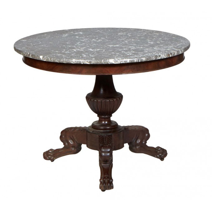 Appraisal: American Classical Carved Mahogany Marble Top Center Table th c