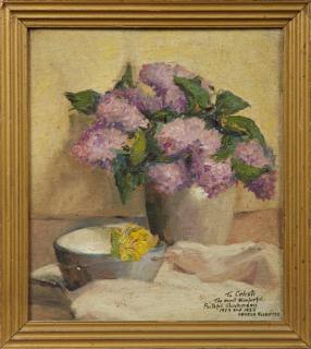 Appraisal: Angelo Scibetta - Still Life of Flowers on a Table