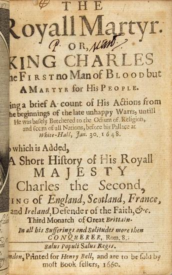 Appraisal: B W H The Royall Martyr or King Charles the