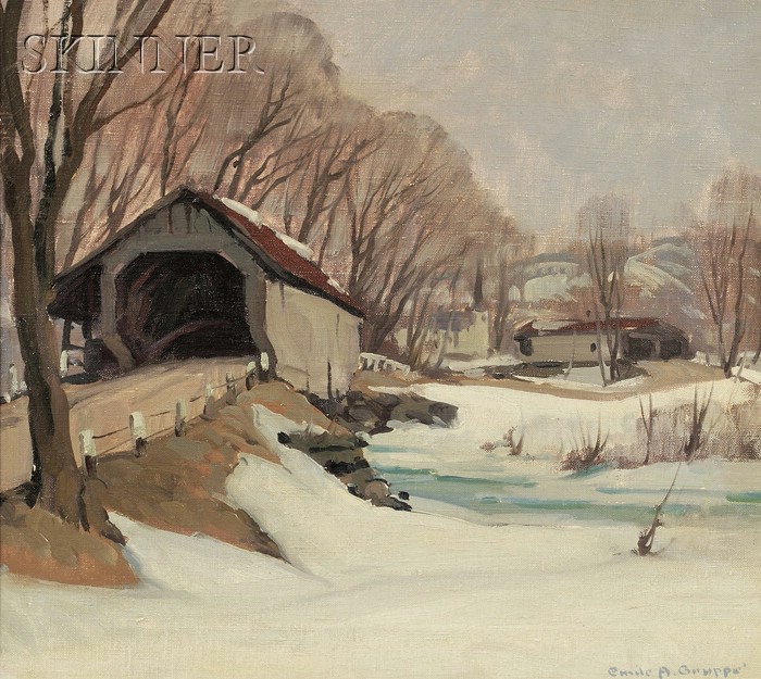 Appraisal: Emile Albert Grupp American - Vermont Covered Bridge Signed Emile