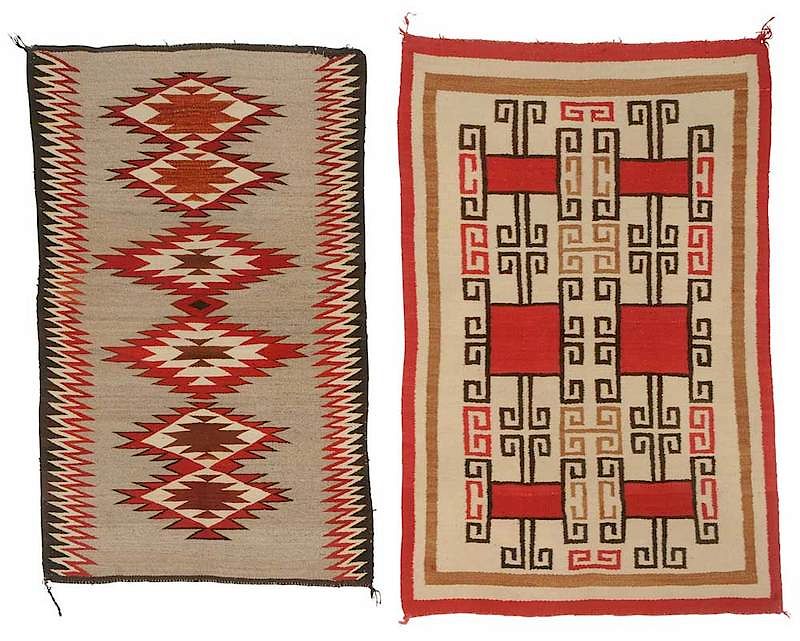 Appraisal: Two Southwestern Weavings early mid th century transitional Eye Dazzler