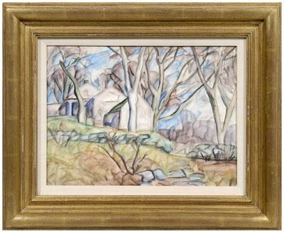 Appraisal: Helen Hamilton watercolor New York - quot Landscape with House