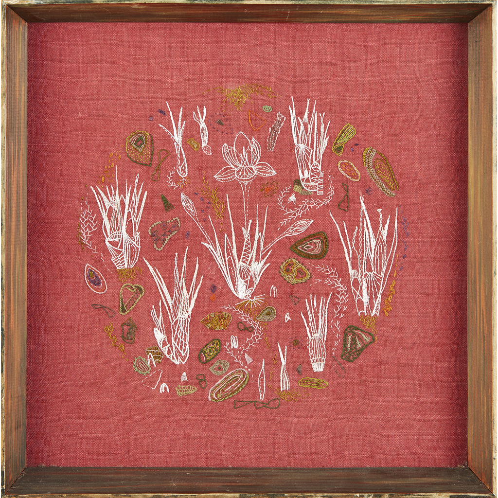 Appraisal: KATHLEEN WHYTE 'CROCUS PANEL' EMBROIDERED PANEL CIRCA depicting various budding