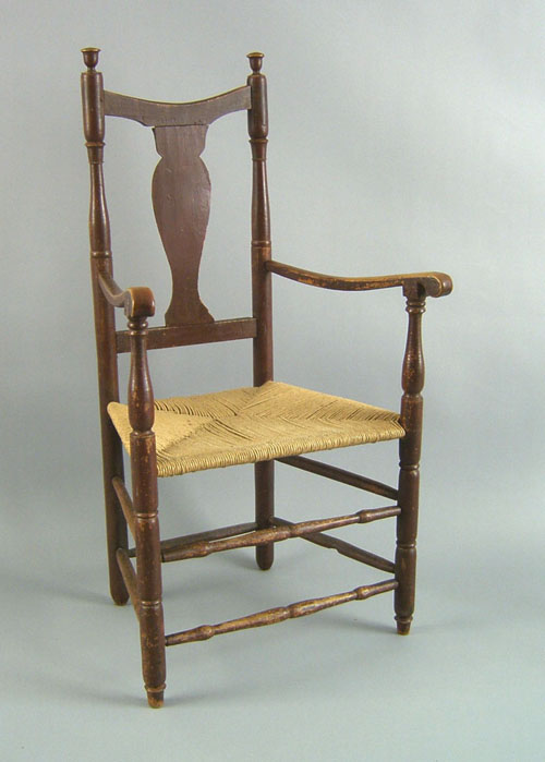 Appraisal: New England maple Queen Anne armchair ca retaining its original