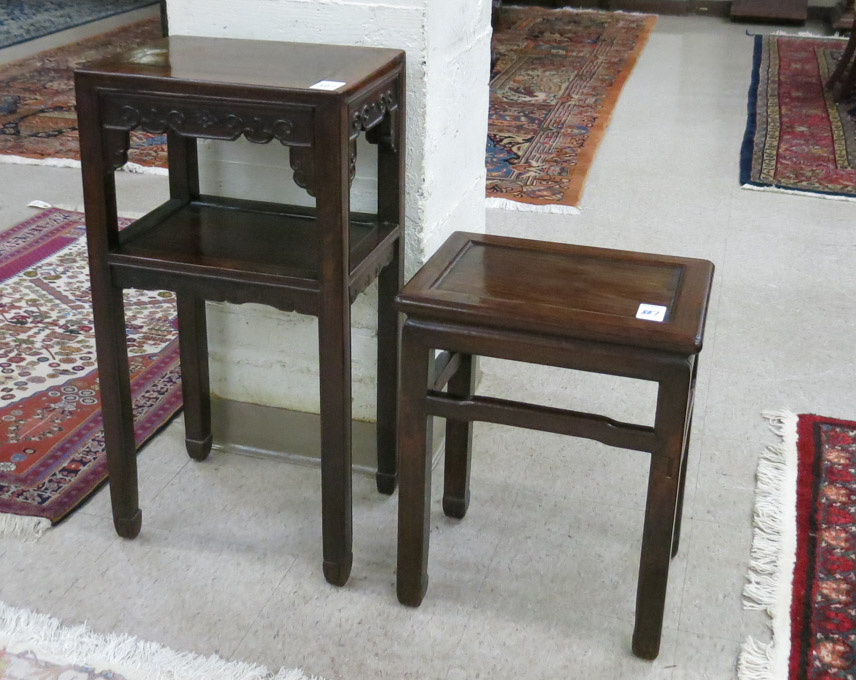 Appraisal: TWO RECTANGULAR ROSEWOOD OCCASIONAL TABLES Chinese early th century one