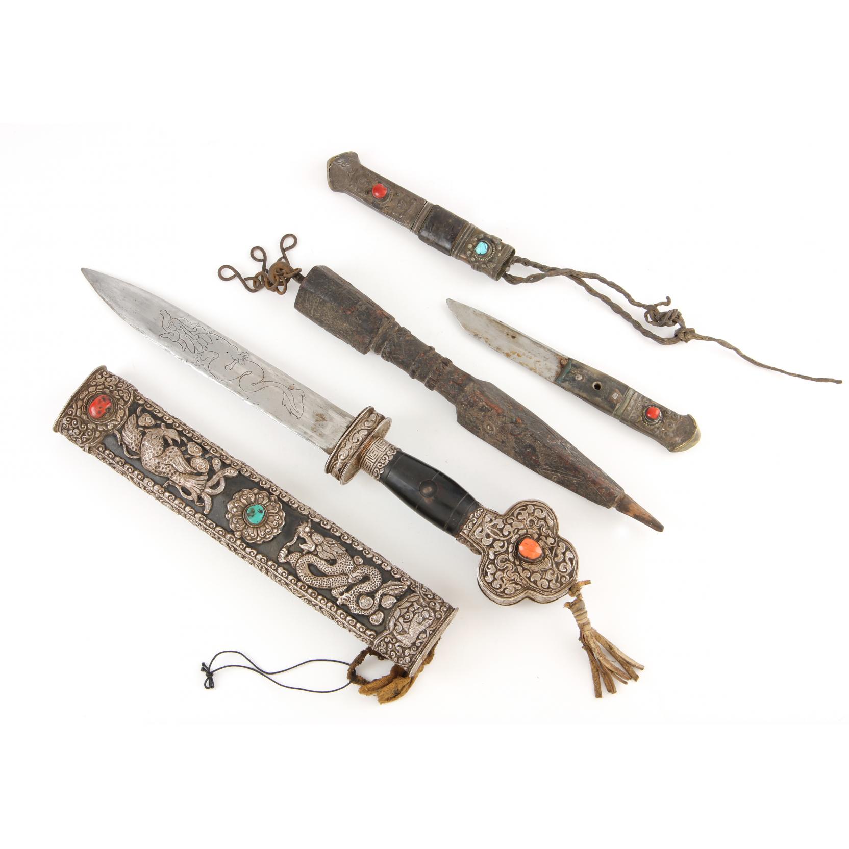 Appraisal: Three Classic Tibetan Blade Weapons the first a short sword