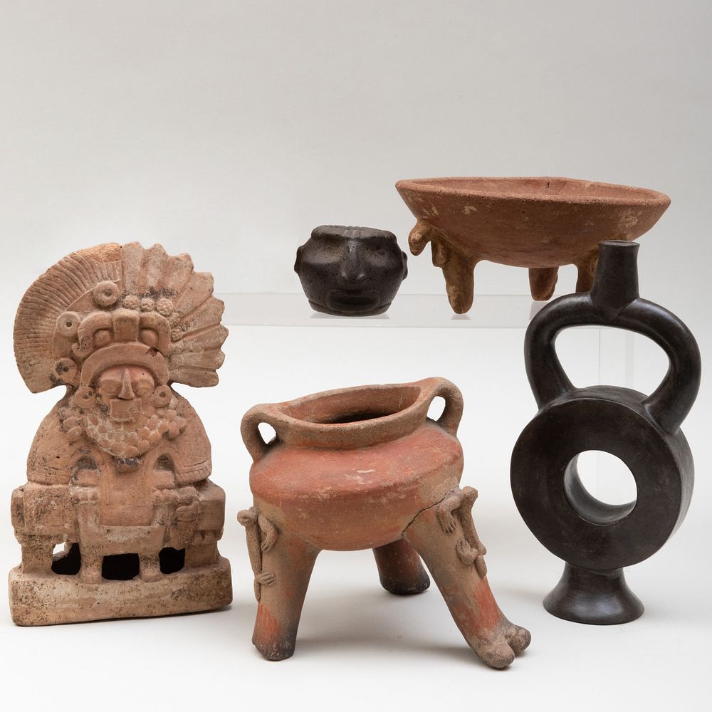 Appraisal: Group of Pre-Columbian Pottery Artifacts Comprising A Mayan or Zapotec