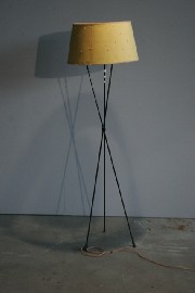 Appraisal: A retro tripod standard lamp with pierced shade t w