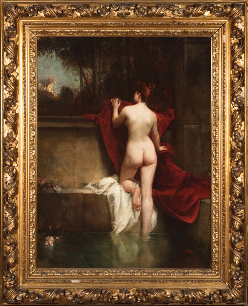 Appraisal: Georg Fritz Papperitz German - Nude Stepping from Bath oil