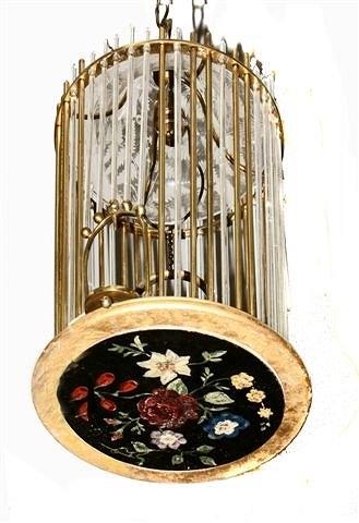 Appraisal: A Victorian hanging bird cage with fern engraved glass bell