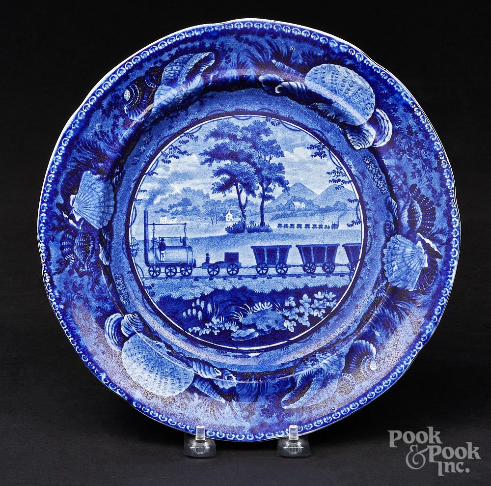 Appraisal: Historical blue Staffordshire plate Historical blue Staffordshire Baltimore Ohio Railroad