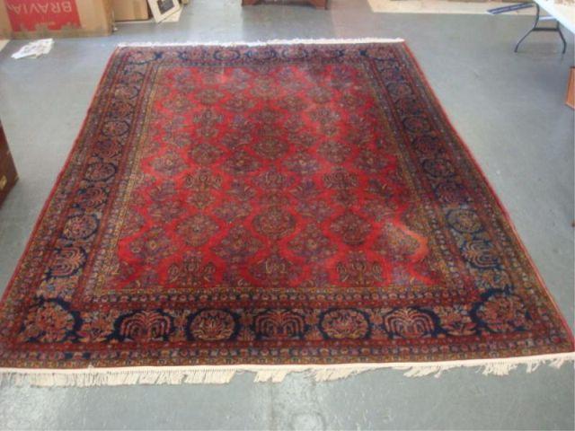 Appraisal: Roomsize Sarouk Carpet Burgundy and blue Dimensions ' x '