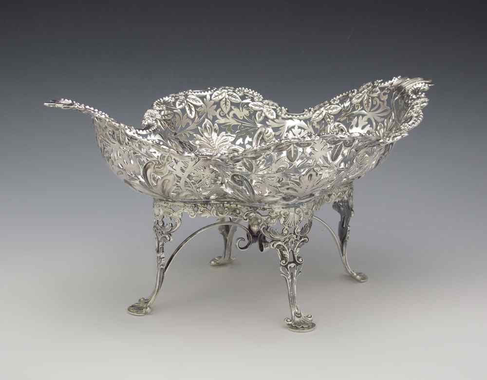 Appraisal: JAMES DIXON SONS ENGLISH STERLING RETICULATED CAKE BASKET Circa Sheffield