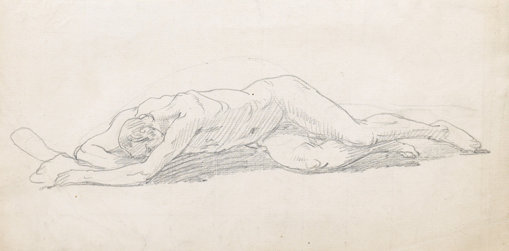 Appraisal: BENJAMIN WEST Three drawings of male figures Each pencil or