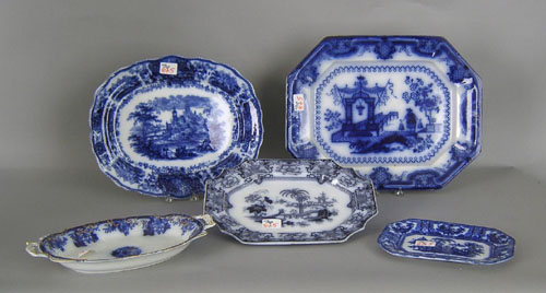 Appraisal: Five flow blue platters