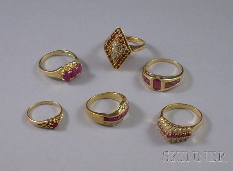 Appraisal: Six kt Gold Diamond and Gemstone Rings