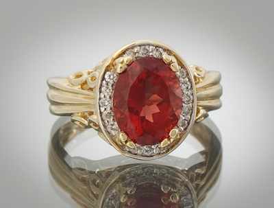 Appraisal: A Ladies' Orange Garnet and Diamond Ring k yellow gold