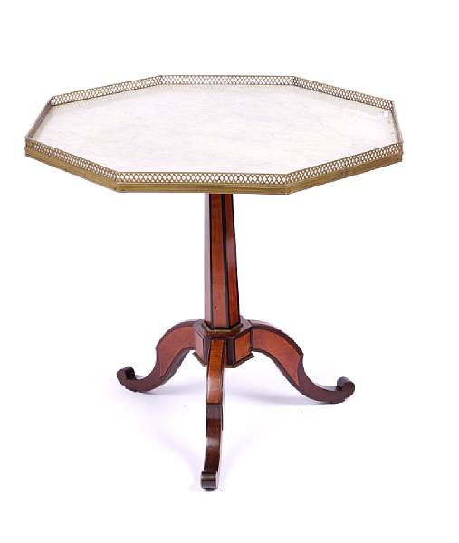 Appraisal: An assembled Continental partial ebonized and mounted tilt-top pedestal table