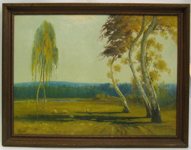 Appraisal: C F WEYMAN OIL ON CANVAS Pastoral summer landscape with