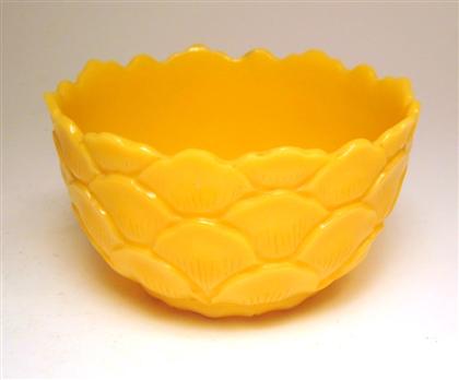 Appraisal: Chinese imperial yellow Peking glass bowl Qing dynasty