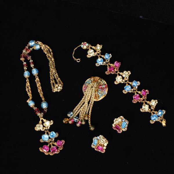 Appraisal: Miriam Haskell pc Necklace Bracelet Pin Clip on Earrings necklace