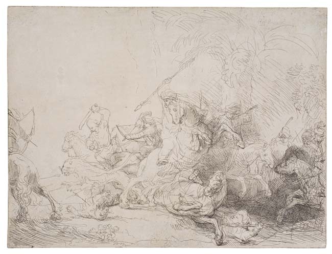 Appraisal: REMBRANDT VAN RIJN The Large Lion Hunt Etching and drypoint