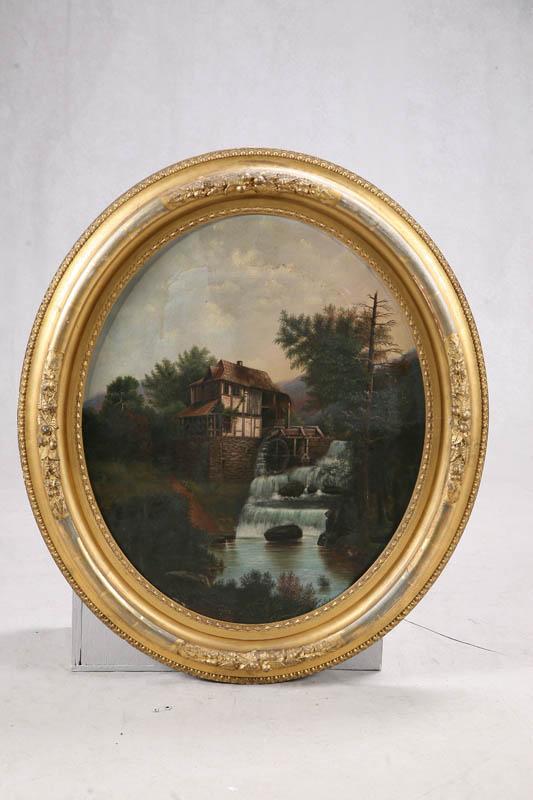 Appraisal: OIL ON CANVAS Landscape with a mill and a waterfall