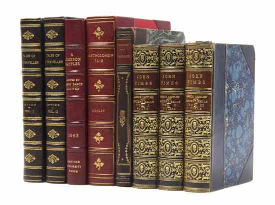 Appraisal: LEATHER BINDINGS A group of eight leather bound books Abbeys