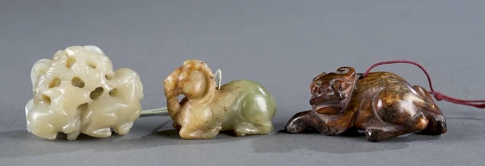 Appraisal: Group of jade animal figurines A group of jade animal