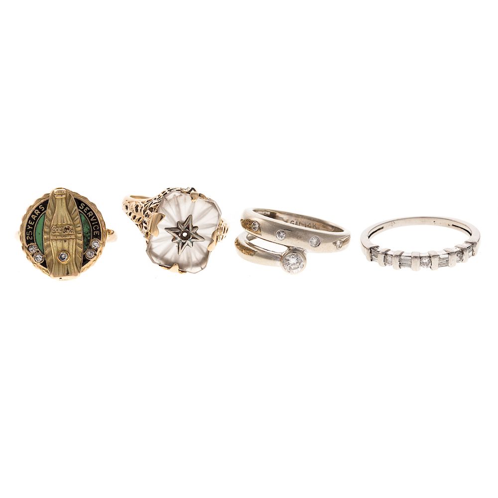 Appraisal: A Collection of Rings in Gold with Diamonds K white