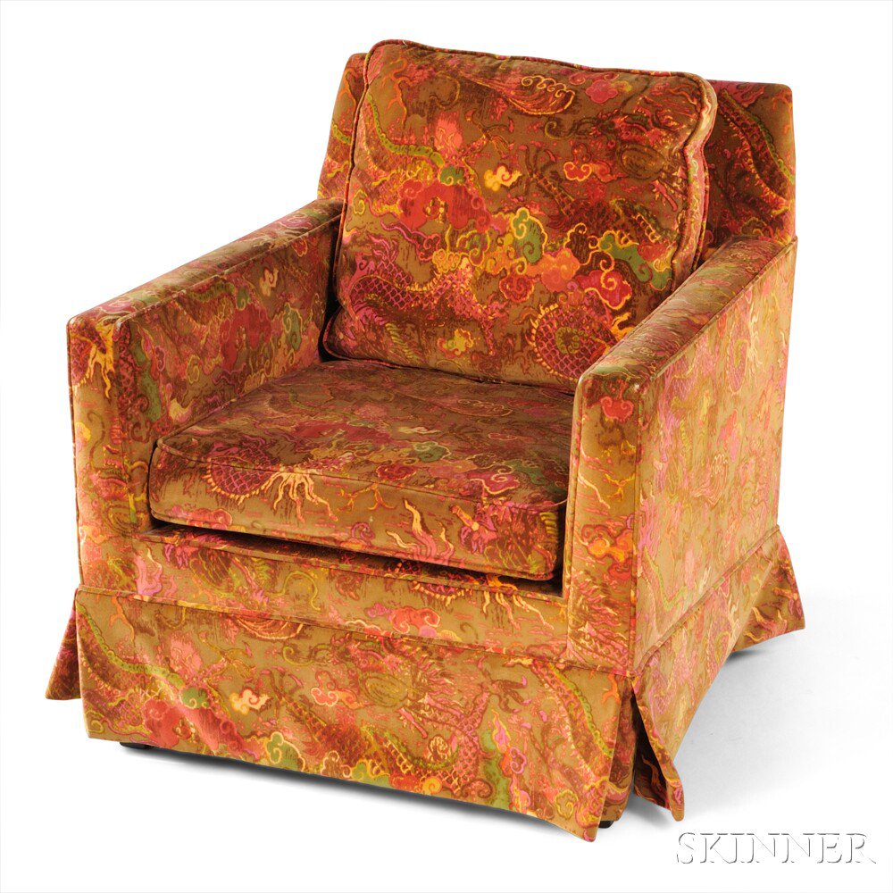 Appraisal: Dunbar Chair with Jack Lenor Larsen Fabric Upholstery Berne Indiana