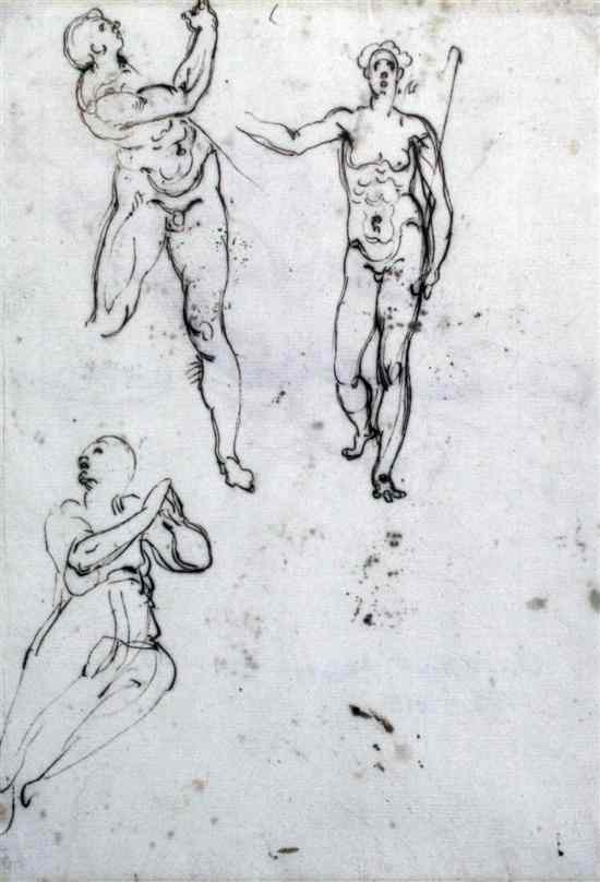 Appraisal: Old Master pen and ink Figure studies x in Estimate