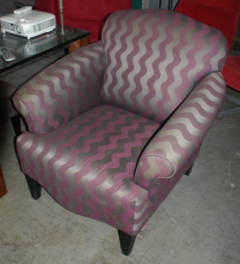 Appraisal: A pair of striped fabric upholstered Moran armchairs together with