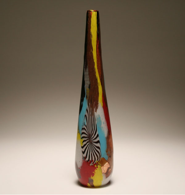 Appraisal: Dino Martens tall Oriente Murano art glass vase Polychrome patches