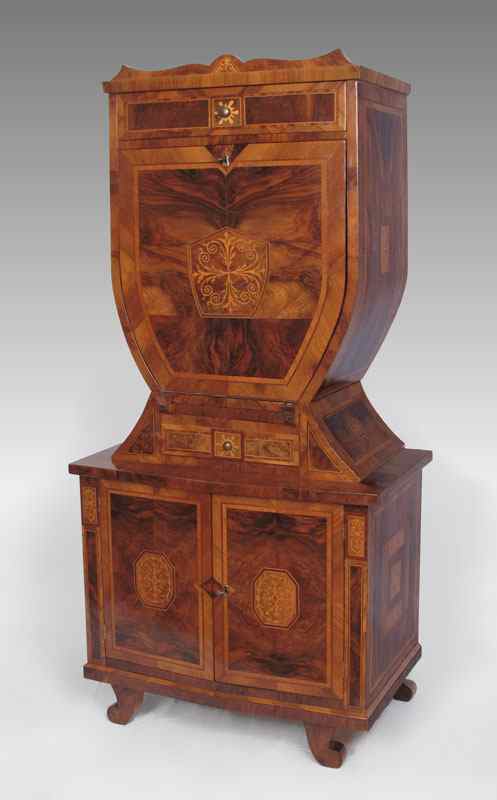 Appraisal: BIEDERMEIER STYLE SIDE CABINET Unusual hourglass shape with extensive parquetry