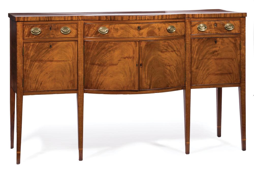 Appraisal: Federal Mahogany Sideboard early th c shaped bowfront top conforming