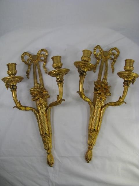 Appraisal: Pair of ornate nineteenth century Dore bronze two arm sconces