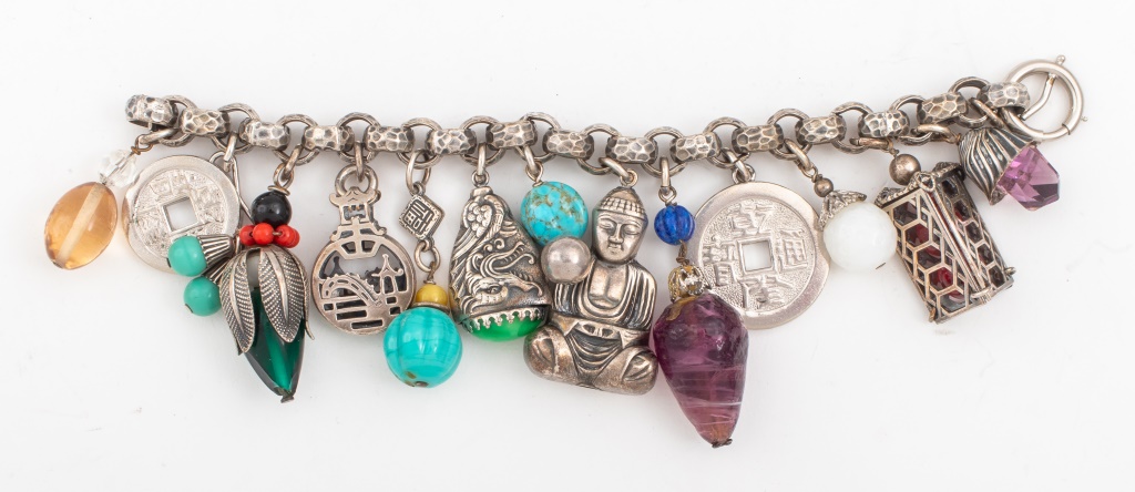 Appraisal: NAPIER ASIAN MODERN CHARM BRACELET Napier Asian modern charm bracelet