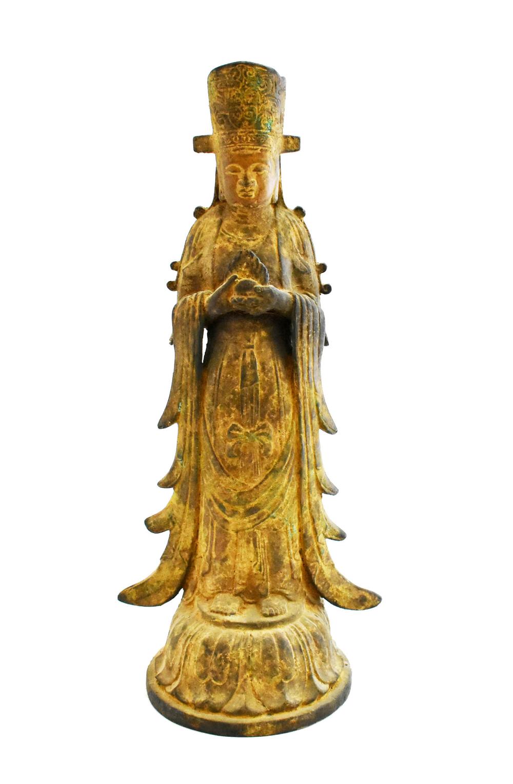 Appraisal: SINO-TIBETAN PATINATED DAOIST PRIESTLate th Century Cast in an iron