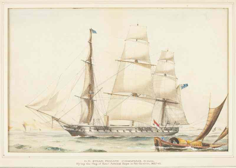 Appraisal: English School ''H M Steam Frigate Chesapeake''watercolor and gouache on