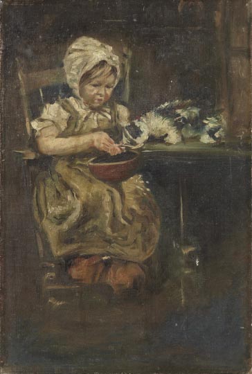 Appraisal: Continental School Fourth Quarter th Century Young Girl Feeding Her