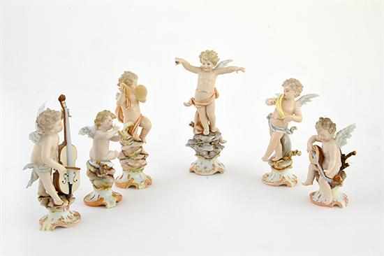 Appraisal: German porcelain cherub orchestra probably Meissen late th early th