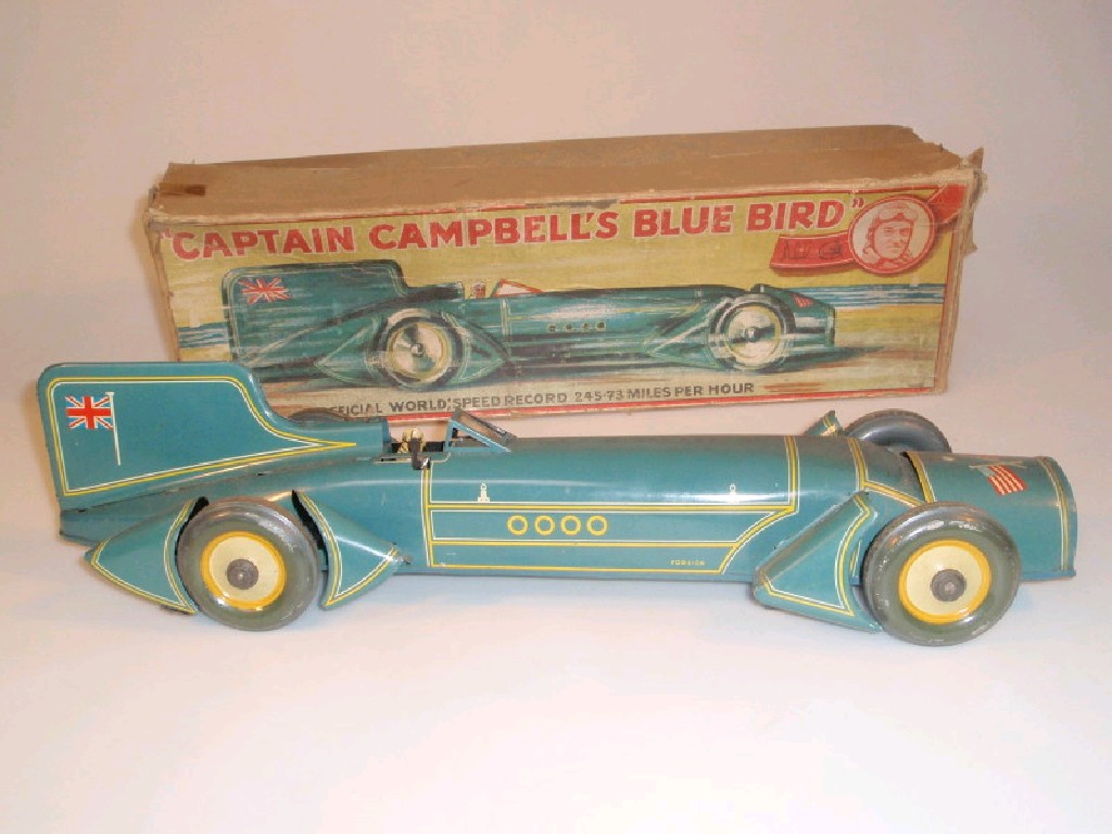 Appraisal: A Tin plate clockwork model of 'Captain Campbell's Bluebird' in