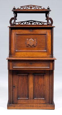 Appraisal: Victorian walnut fall-front desk fall front opening to fitted interior