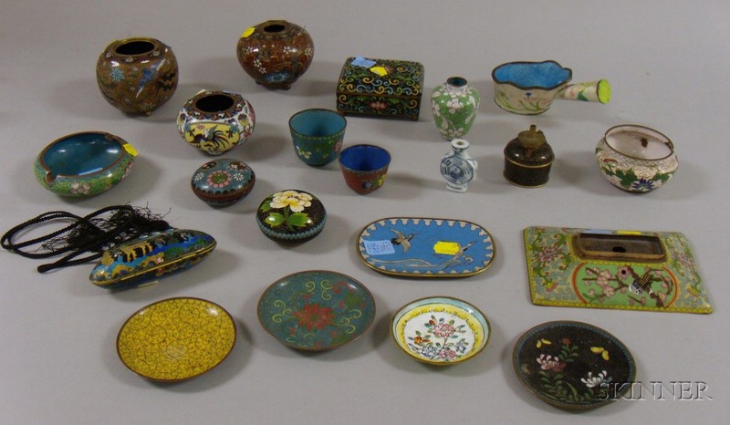 Appraisal: Group of Cloisonne including a purse covered boxes vases etc