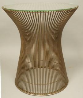 Appraisal: WARREN PLATNER Steel Frame Glass Side Table Ro WARREN PLATNER