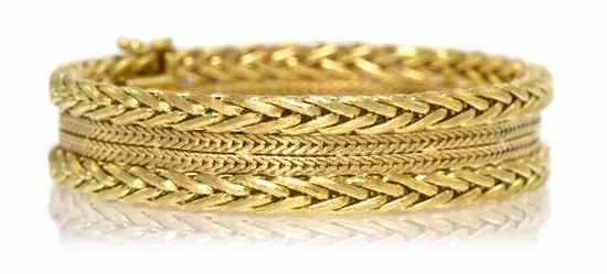 Appraisal: A Karat Yellow Gold Woven Mesh Bracelet in a brushed