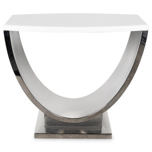 Appraisal: Postmodern Late th Century Console Table stainless steel marble Height