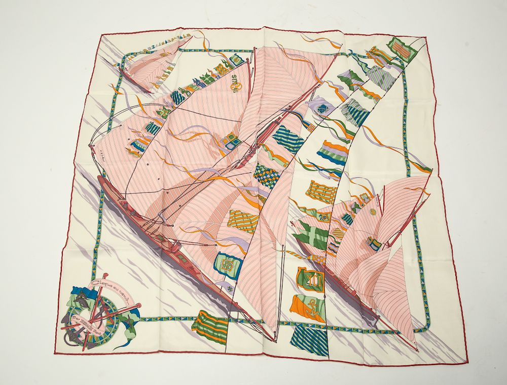 Appraisal: Hermes Claque au Vent Silk Scarf Hermes silk scarf Claque