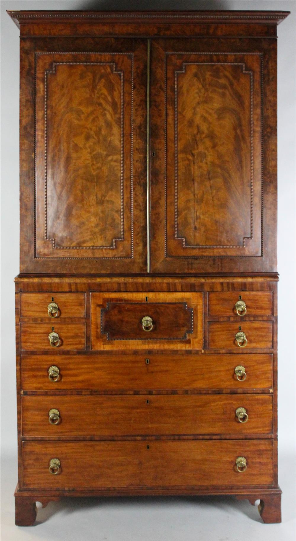 Appraisal: ENGLISH REGENCY MAHOGANY LINEN PRESS the upper case with an